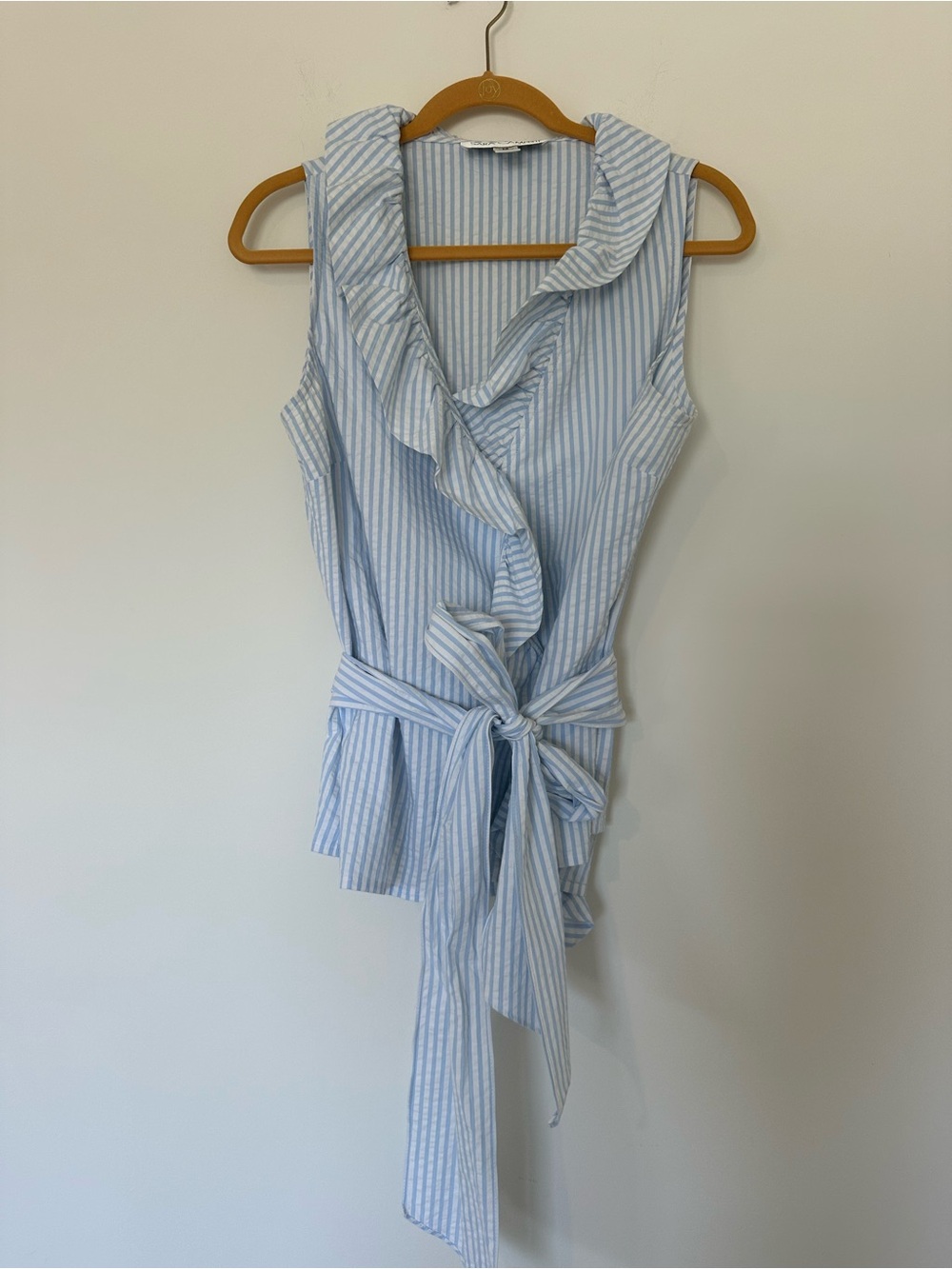 Sara Campbell Seersucker Cotton Sleeveless Blouse Size 14 Classic Coastal